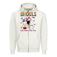 Oatmeal Heather Ghouls just wanna have fun Zipper Hoodie - NancyCooperArtShop
