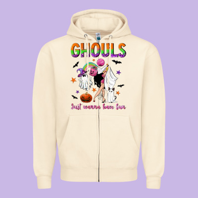 Ghouls Just Wanna Have Fun Zipper Hoodie Designed By Nancycooperartshop
