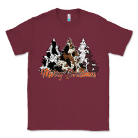 Burgundy merry christmas cowhide trees Classic Tee - CowhideDigitalArt