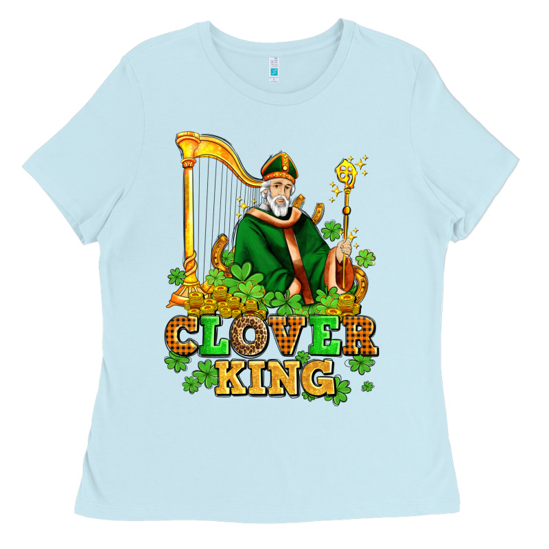 St Patricks Clover King  With Shamrocks Ladies Tee by AdoDesignShop | Teevron