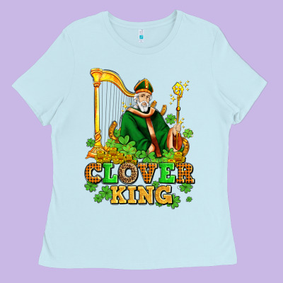 St Patricks Clover King  With Shamrocks Ladies Tee Designed By Adodesignshop