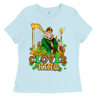 Baby Blue st patricks clover king  with shamrocks Ladies Tee - AdoDesignShop