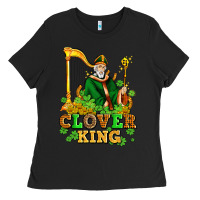 Black st patricks clover king  with shamrocks Ladies Tee - AdoDesignShop