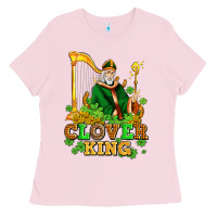 Bubblegum Pink st patricks clover king  with shamrocks Ladies Tee - AdoDesignShop