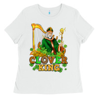 White st patricks clover king  with shamrocks Ladies Tee - AdoDesignShop