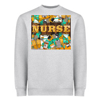 Heather Grey Green And Yellow Nurse Heavyweight Sweatshirt - LillyAllenDesigns