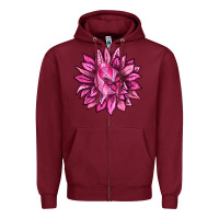 Burgundy Breast Cancer Sunflower Zipper Hoodie - texasbilliewilder