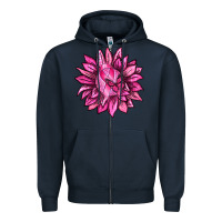 Navy Breast Cancer Sunflower Zipper Hoodie - texasbilliewilder