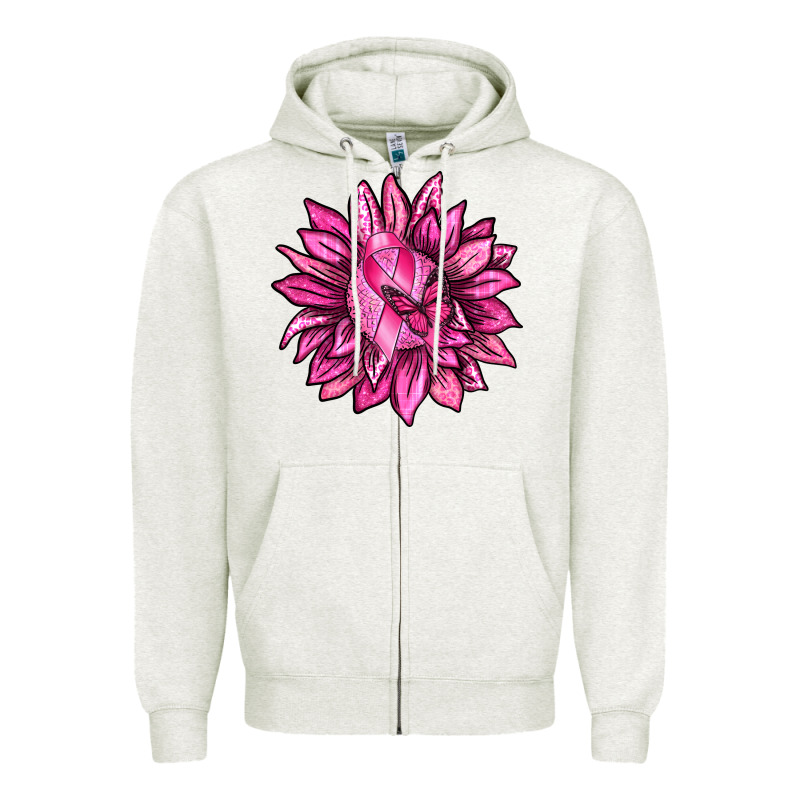 Breast Cancer Sunflower Zipper Hoodie by texasbilliewilder | Teevron