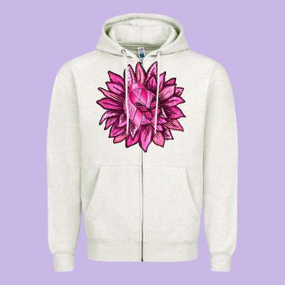 Breast Cancer Sunflower Zipper Hoodie Designed By Texasbilliewilder