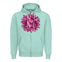 Seafoam Breast Cancer Sunflower Zipper Hoodie - texasbilliewilder