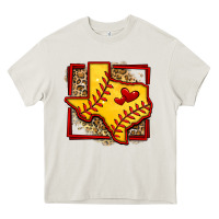 Cream leopard softball texas map Heavy Core Tee - Jasminsmagicworld