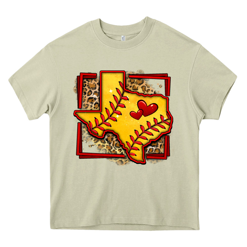 Leopard Softball Texas Map Heavy Core Tee by Jasminsmagicworld | Teevron