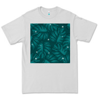 Dove Grey Tropical  Leaves Seamless Pattern Premium Tee - BundleAndBundleShop