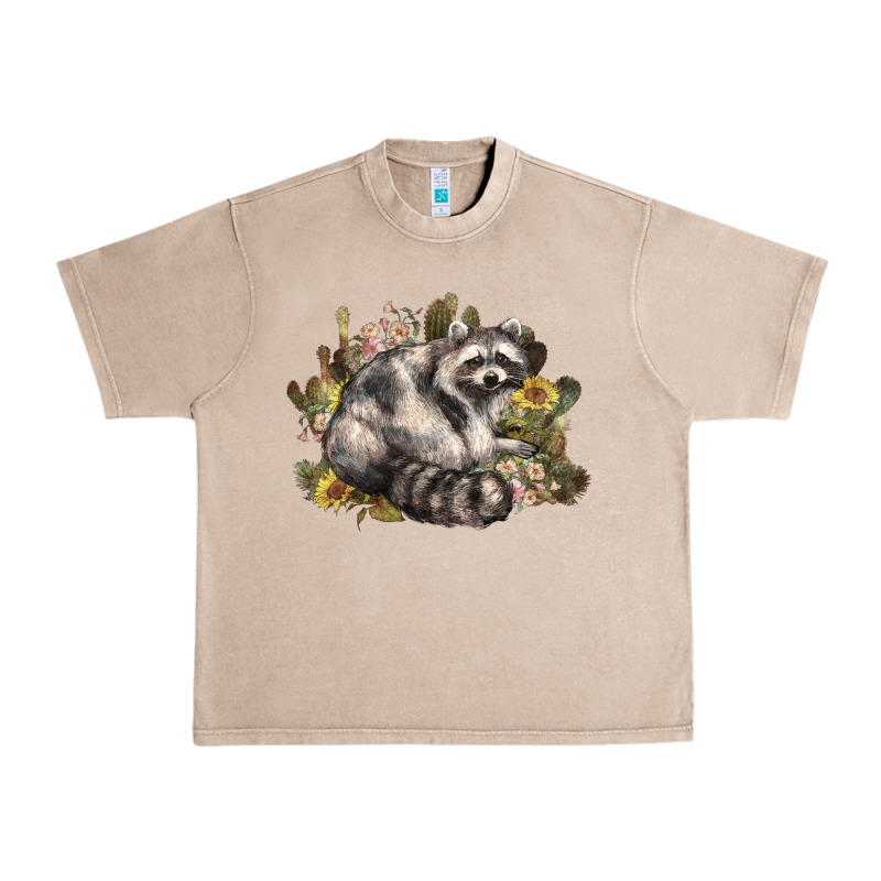 Floral Racoon Western Urban Heavy Tee by NancyCooperArtShop | Teevron
