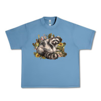 Pebble Blue floral racoon western Urban Heavy Tee - NancyCooperArtShop