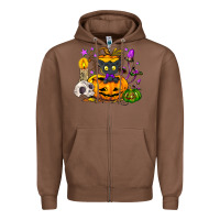 Chestnut Black cat pumpkin Zipper Hoodie - NancyCooperArtShop