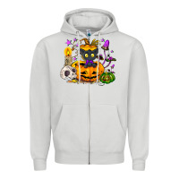 Dove Grey Black cat pumpkin Zipper Hoodie - NancyCooperArtShop