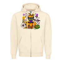 Sandshell Black cat pumpkin Zipper Hoodie - NancyCooperArtShop