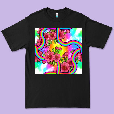 Tie Dye Floral Seamless Pattern Premium Tee Designed By Bundleandbundleshop