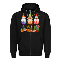 Black Hallothanksmas wine glasses and gnomes Zipper Hoodie - texasbilliewilder