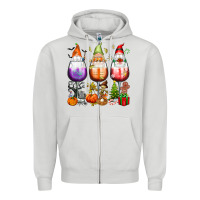 Dove Grey Hallothanksmas wine glasses and gnomes Zipper Hoodie - texasbilliewilder