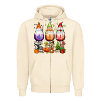 Sandshell Hallothanksmas wine glasses and gnomes Zipper Hoodie - texasbilliewilder