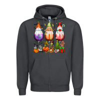 Smoke Hallothanksmas wine glasses and gnomes Zipper Hoodie - texasbilliewilder