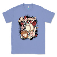 Colony Blue checkered retro baseball Classic Tee - MaliasSmallBusiness