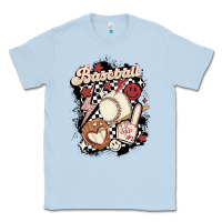 Dusty Blue checkered retro baseball Classic Tee - MaliasSmallBusiness