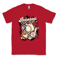 Red checkered retro baseball Classic Tee - MaliasSmallBusiness