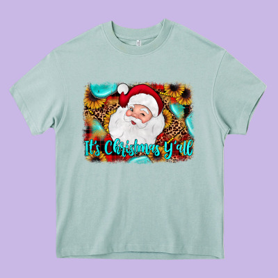 It's Christmas Y'all Background Heavy Core Tee Designed By Jahusdesignshop