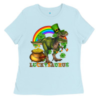 Baby Blue luckysaurus and st patricks Ladies Tee - AdoDesignShop
