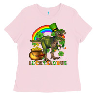 Bubblegum Pink luckysaurus and st patricks Ladies Tee - AdoDesignShop