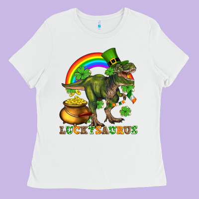 Luckysaurus And St Patricks Ladies Tee Designed By Adodesignshop
