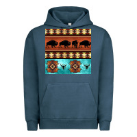 Pigment Midnight Navy native american aztec seamless pattern 2 Urban Hoodie - BundleAndBundleShop