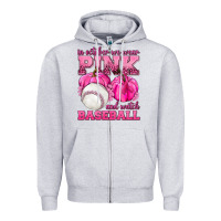 Heather Grey In October We Wear Pink and Watch Baseball Zipper Hoodie - texasbilliewilder