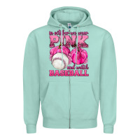 Seafoam In October We Wear Pink and Watch Baseball Zipper Hoodie - texasbilliewilder