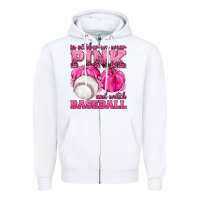 White In October We Wear Pink and Watch Baseball Zipper Hoodie - texasbilliewilder
