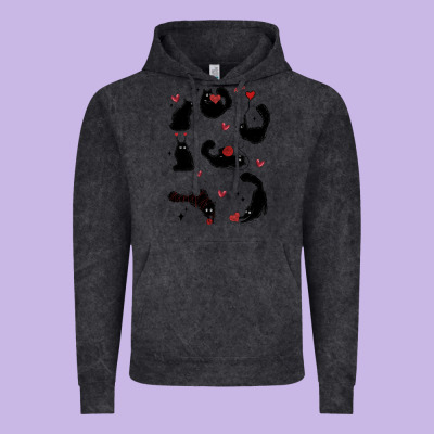 Valentine Cat Vintage Hoodie Designed By Maliassmallbusiness