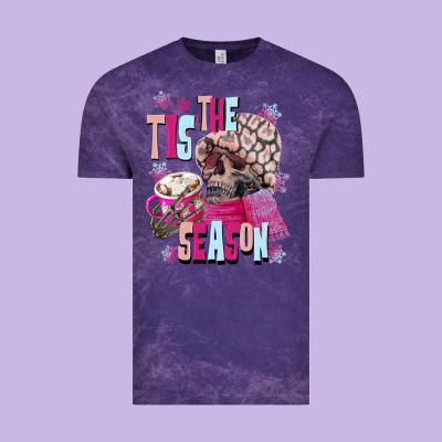 Tis The Season Winter Skull Vintage Tee Designed By Nancycooperartshop