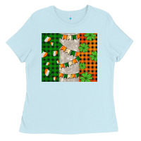 Baby Blue irish flag with shamrocks and heart Ladies Tee - AdoDesignShop