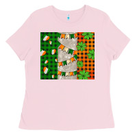 Bubblegum Pink irish flag with shamrocks and heart Ladies Tee - AdoDesignShop
