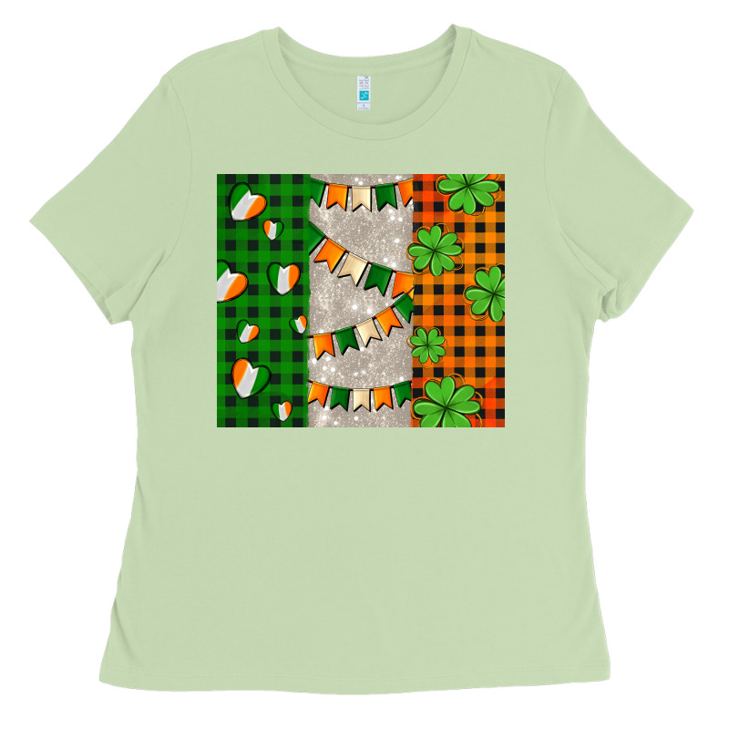 Irish Flag With Shamrocks And Heart Ladies Tee by AdoDesignShop | Teevron