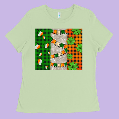 Irish Flag With Shamrocks And Heart Ladies Tee Designed By Adodesignshop