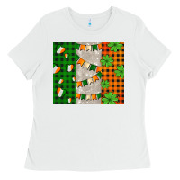 White irish flag with shamrocks and heart Ladies Tee - AdoDesignShop