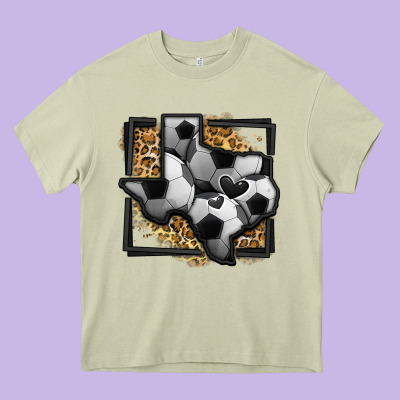 Leopard Soccer Texas Map Heavy Core Tee Designed By Jasminsmagicworld