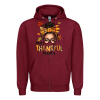 Burgundy one thankful mama afro messy bun Zipper Hoodie - texasbilliewilder
