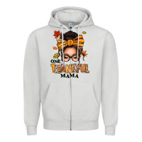 Dove Grey one thankful mama afro messy bun Zipper Hoodie - texasbilliewilder