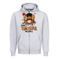 Heather Grey one thankful mama afro messy bun Zipper Hoodie - texasbilliewilder